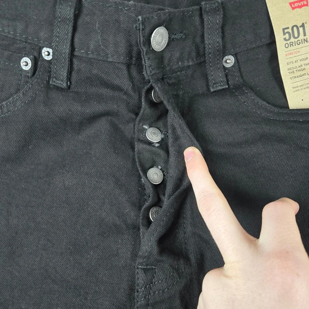 Levi's 501 Original Jeans Mens 32x32 Black Straight Leg Button Fly Stretch New